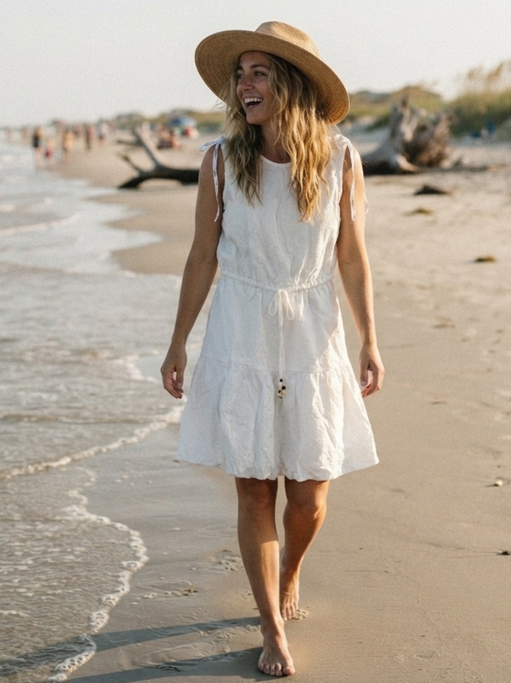 Calvin Klein White Sleeveless Crew Neck Midi Sundress
